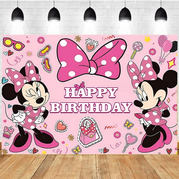 Cartoon playground mouse theme backdrop,Lollipop Minnie Birthday party supplies decoration, cute anime mouse theme photo baby shower backdrop, mouse banner 5 x 3 feet