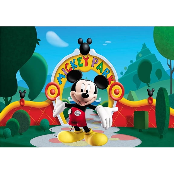 Cartoon playground mouse theme backdrop,Mickey party Birthday party supplies decoration, cute anime mouse theme photo baby shower backdrop, mouse banner 5 x 3 feet