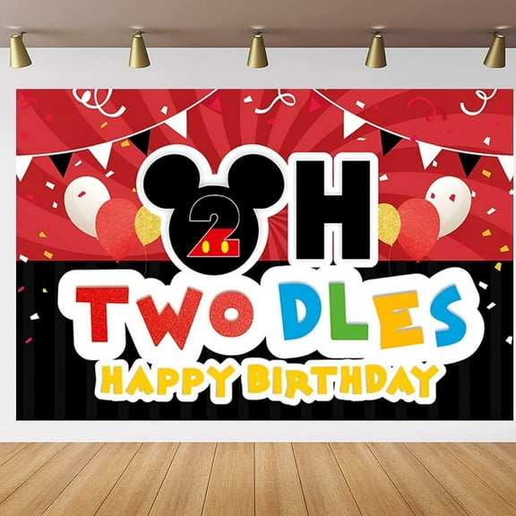 Cartoon playground mouse theme backdrop,Mickey's second birthday Birthday party supplies decoration, cute anime mouse theme photo baby shower backdrop, mouse banner 5 x 3 feet