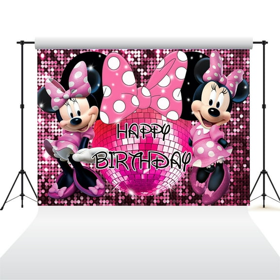Cartoon playground mouse theme backdrop,Minnie dancing Birthday party supplies decoration, cute anime mouse theme photo baby shower backdrop, mouse banner 5 x 3 feet