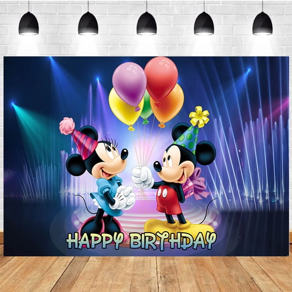 Cartoon playground mouse theme backdrop,Mouse holding balloons Birthday party supplies decoration, cute anime mouse theme photo baby shower backdrop, mouse banner 5 x 3 feet