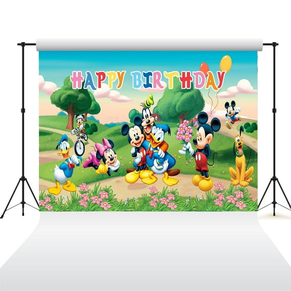Cartoon playground mouse theme backdrop,Mouse in the village Birthday party supplies decoration, cute anime mouse theme photo baby shower backdrop, mouse banner 5 x 3 feet