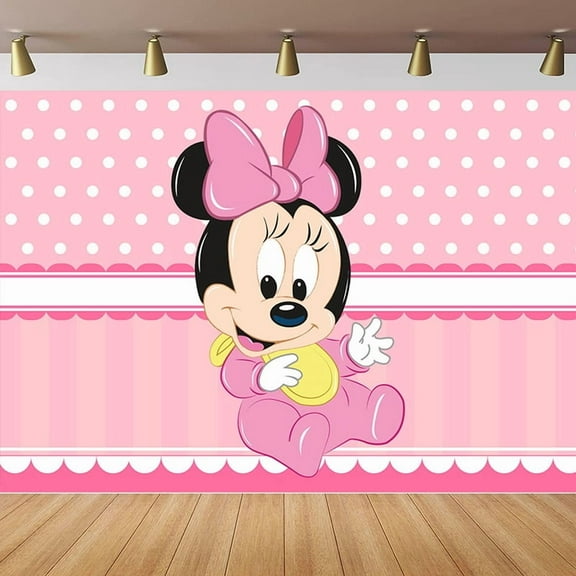 Cartoon playground mouse theme backdrop,Playful pink mouse Birthday party supplies decoration, cute anime mouse theme photo baby shower backdrop, mouse banner 5 x 3 feet