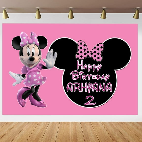 Cartoon playground mouse theme backdrop,Purple Minnie Birthday party supplies decoration, cute anime mouse theme photo baby shower backdrop, mouse banner 5 x 3 feet