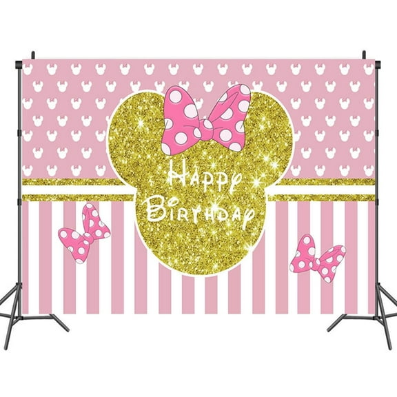 Cartoon playground mouse theme backdrop,Shiny mouse head Birthday party supplies decoration, cute anime mouse theme photo baby shower backdrop, mouse banner 5 x 3 feet