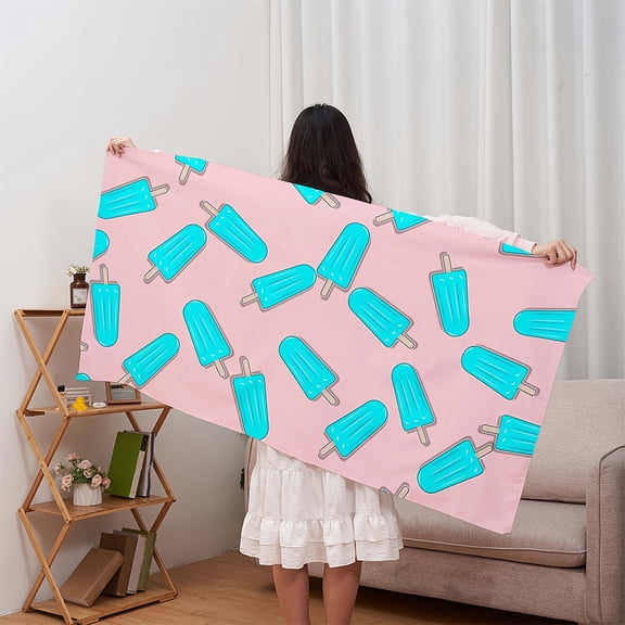 Cartoon popsicle printed beach towels, vacation beach accessories, soft and lightweight bath towels, gifts for family, friends and lovers, suitable for travel, swimming, yoga, camping