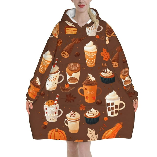 Cartoon printing blanket hoodie, wool blanket sweatshirt for adult