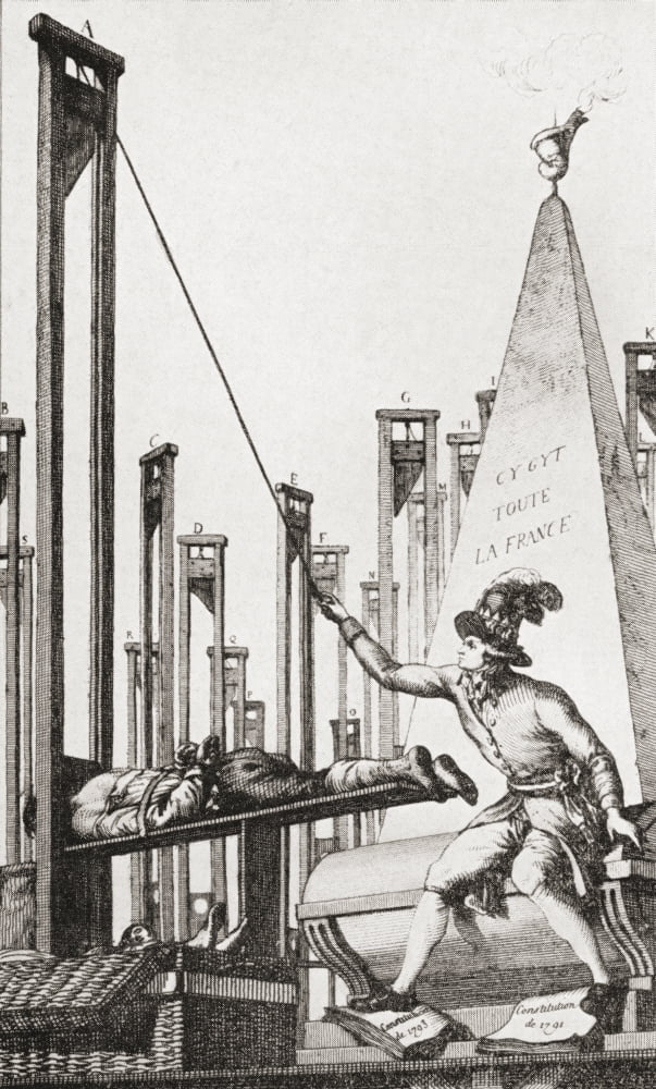 Cartoon showing Robespierre guillotining the executioner after having guillotined everyone else in France Maximilien Fran Canvas Art - Ken Welsh Design Pics (20 x 34)