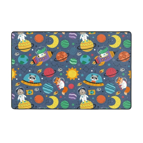 Cartoon space Shaggy Area Rug, Rugs for Living Room Bedroom Non Slip Door Mat Indoor Carpet Machine Washable Nursery Home Decor Floor Mats for Entryway 60x39in-#