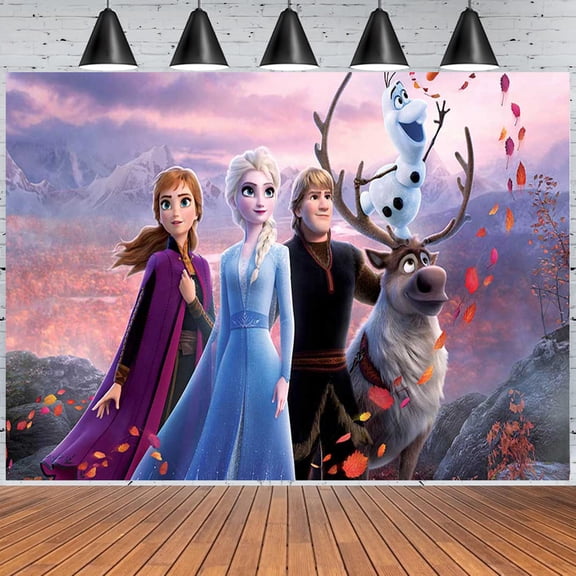 Cartoon theme party Ice Princess Prince Background cloth newborn birthday baby party decoration photo photography props 5x3FT