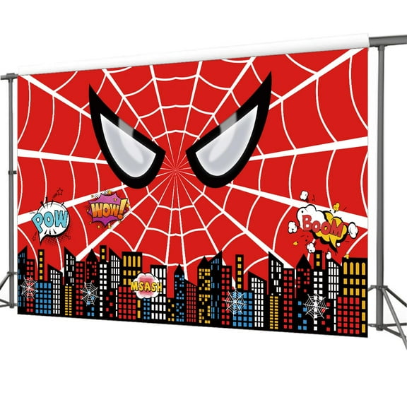 Cartoon theme party Spider Mask Hero Background cloth newborn birthday baby party decoration photo photography props 5x7FT