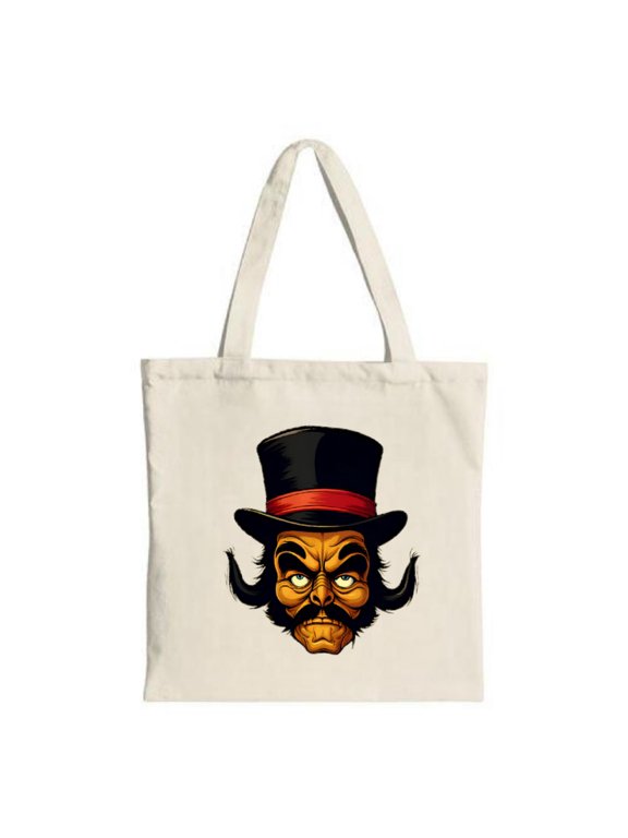 Cartoonish Tote Bag with a top hat horns - perfect for parties travel and shopping Stylish and reusable