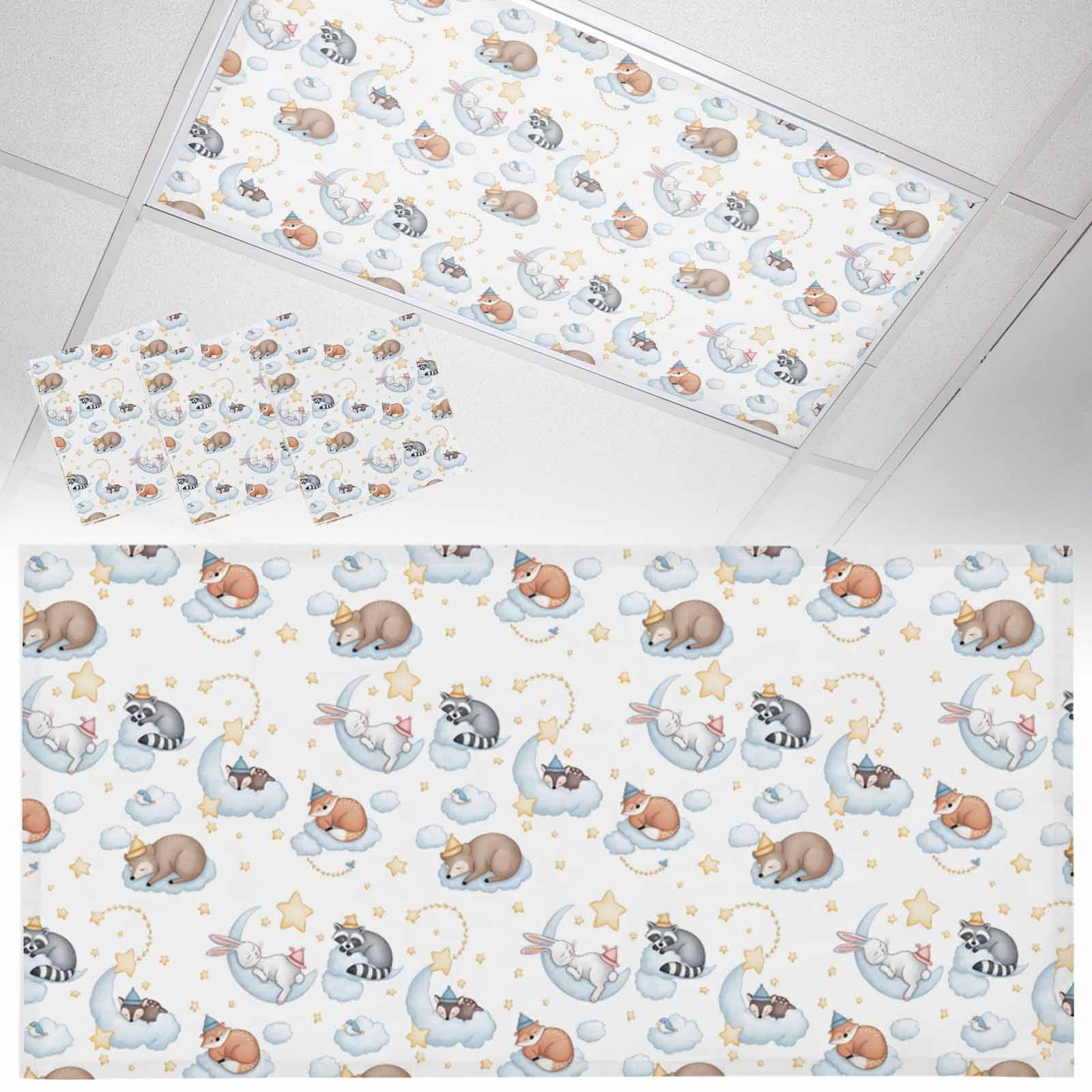 Cartoons Animals Fluorescent Light Covers Watercolor Fox Sleeping ...