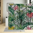 thumbnail image 1 of Cartoons Colorful Flower Printing Shower Curtains Green Palm Leaf Waterproof Bathroom r Polyester Fabric Curtain With, 1 of 7