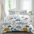 thumbnail image 1 of Cartoons Cute Dinosaurs Full Size Comforter Set, Gray Blue Dinosaurs Animals Bedding for All Seasons, 4 Pcs Bed Set, 1Quiltcover (86"x86") ,1Sheet(80"x116"), 2Pillowcases (30"x20"), 1 of 9