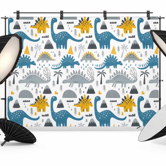 Cartoons Cute Dinosaurs Photography Backdrop 10x8FT, Gray Blue Dinosaurs Animals Photo Backdrops, Background for Photography Studio Photo Studio Background, Back Drop for Photoshoot