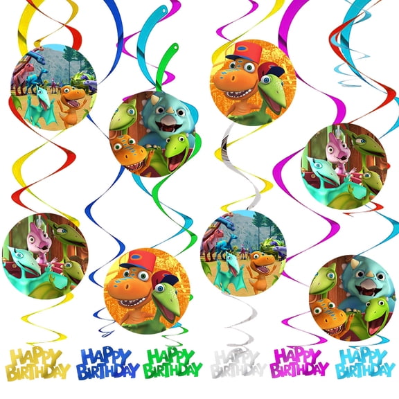 Cartoons Dinosaur Party Decorations Train Hanging Swirl Sign Whirls Birthday Streamer Ceiling Decor Supplies 14 pcs