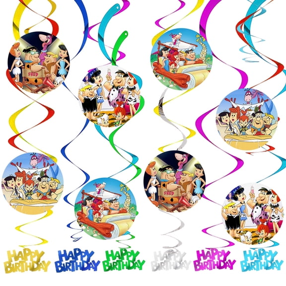 Cartoons Flints Party Decorations tones Hanging Swirl Sign Whirls Birthday Streamer Ceiling Decor Supplies 14 pcs