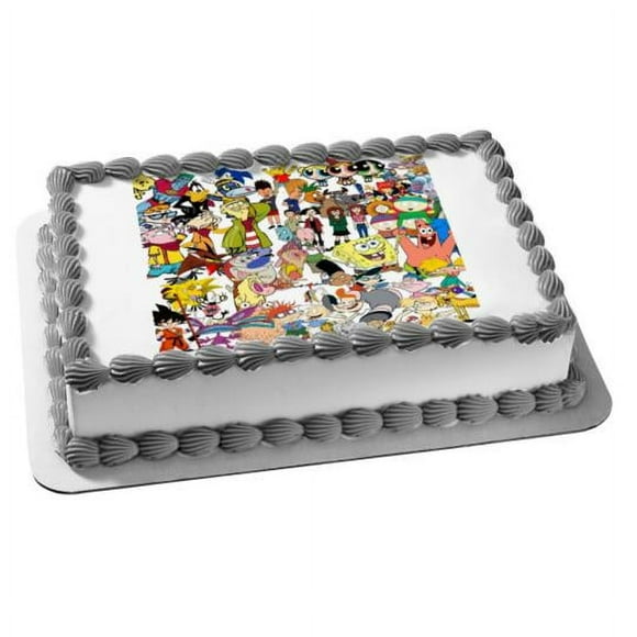 Cartoons Of The 90's Assorted Characters Birthday Cake Topper, by A Birthday Place