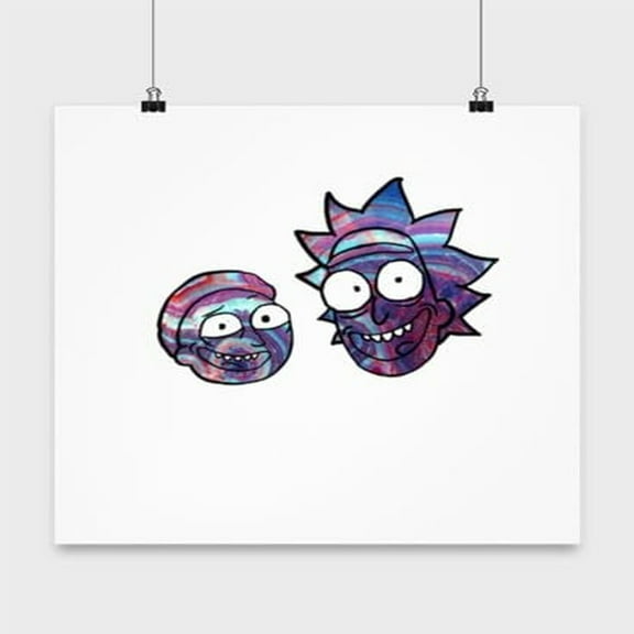 Cartoons Poster, Funky Planetary Faces, Galaxy Wall Art Gift, White 13x13in Poster