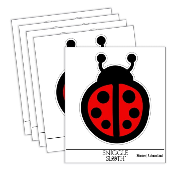 Cartoony Ladybug Car Window Bumper Water Bottle Phone Tablet Laptop Waterproof Vinyl Decal Sticker Set 5-Pack - Gloss Finish - 2.0"