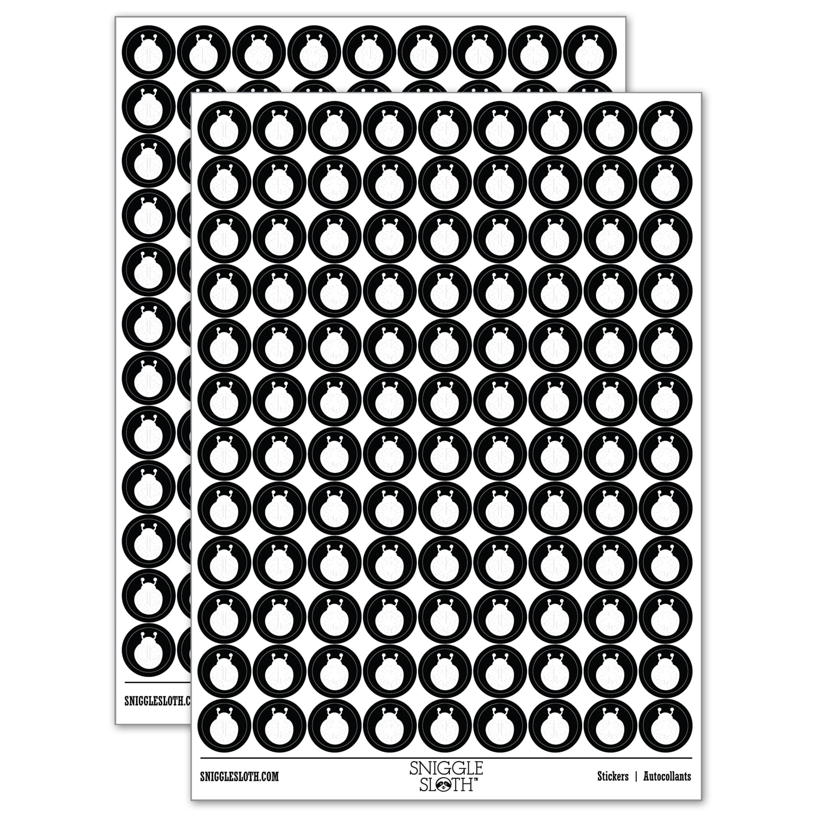 Cartoony Ladybug 200+ Round Stickers - Black - Gloss Finish - 0.50 ...
