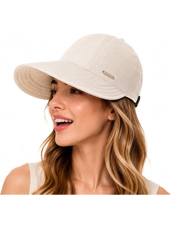 Hat, Women's Wide Brim Sun Visor Hat, Wide Brim Sun Hat for Women, Adjustable Ponytail Hat for Outdoor Hiking and Fishing
