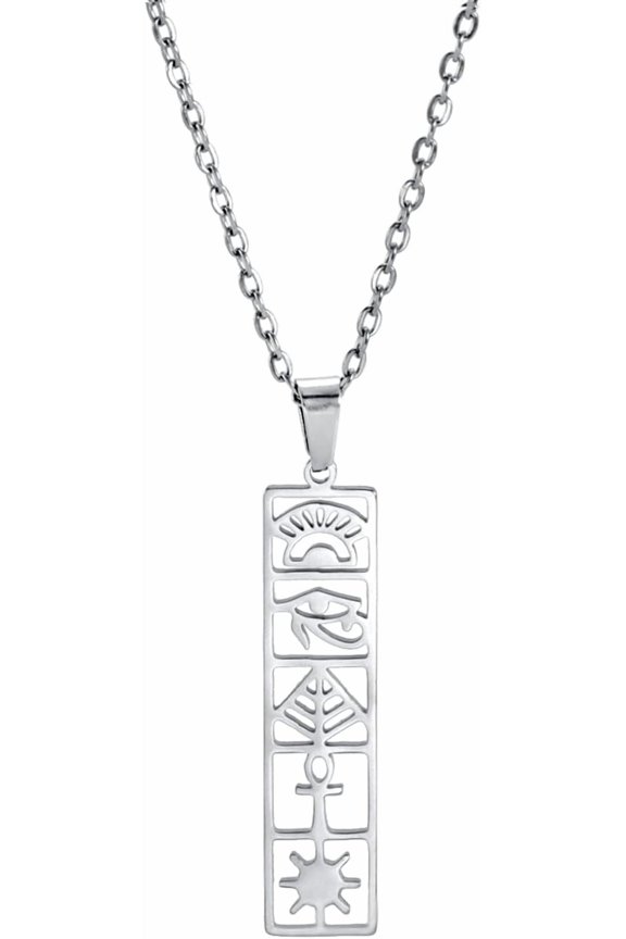 Cartouche Pendant Necklace for Women Eye of Horus/Ankh Cross Necklace Cartouche Personalized Name Necklace Hieroglyph Ancient Egyptian Amulet Jewelry Gift