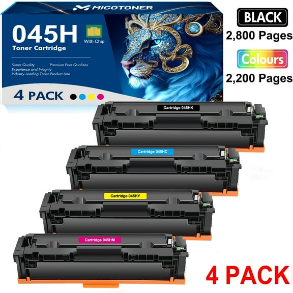 Cartridge 045H CRG 045 Toner Cartridges Compatible for Canon 045 045H MF634Cdw Toner for Canon Color ImageCLASS MF634Cdw MF632Cdw LBP612Cdw MF632 LBP612 Printer Ink (B/C/Y/M, 4-Pack)