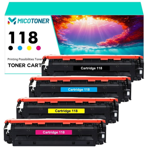Cartridge 118 4-Pack Compatible Toner Cartridge for Canon 118K imageClass LBP7660CDN LBP7200CDN MF8350CDN MF8380CDW MF7260CDW (Black,Cyan,Magenta,Yellow)
