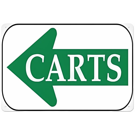 Carts (Left Arrow) Aluminum Tin Sign 12 x 8 Inches - Warning Sign for Home, Outdoor Garden, Warehouse, Store, Cart Directional Alert