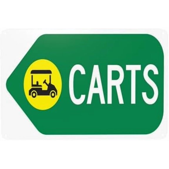 Carts Left Arrow With Graphic Warning Sign, Private Property Metal Signs for Home Business Outdoor Indoor Road Yard Garage Street Wall Caution Custom Decor 12 x 8 Inch