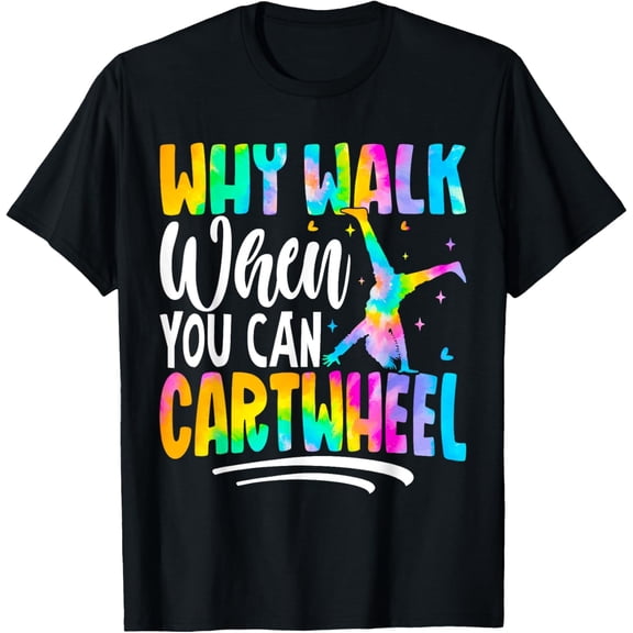 Cartwheel Gymnast Girl Tie Dye Gymnastic Girl Tumbling T-ShirtMen and women, Black T-shirt, size: Extra large S-4XL
