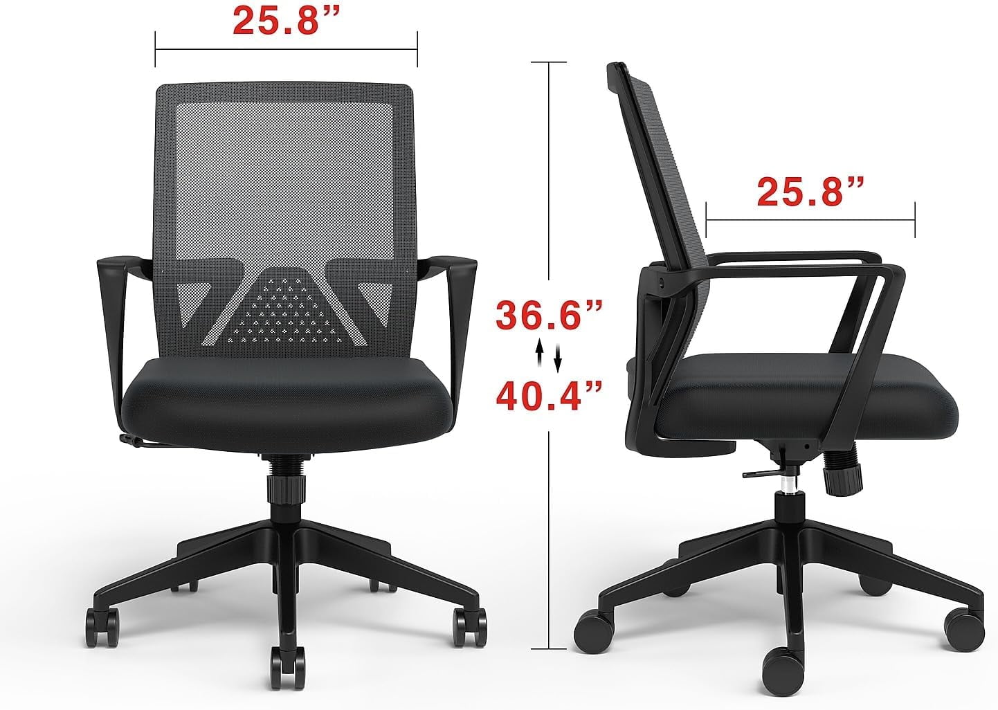 Black Ergonomic Mesh Swivel Office Task Chair with Arms