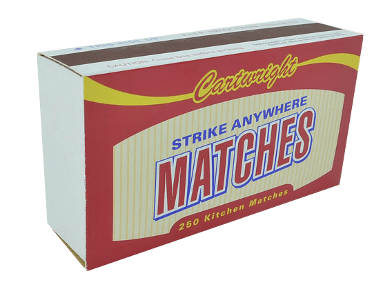 Cartwright Strike Anywhere Matches, 250 Pack, Wooden, Red Tip, Camping ...