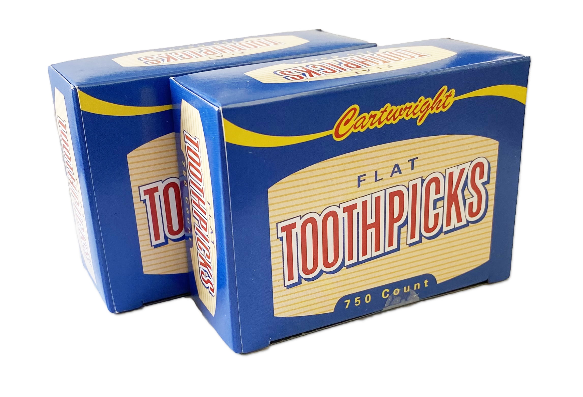 Cartwright, Sturdy Flat Toothpicks with Beveled Ends, 750 Count, 2 Pack, White Birch