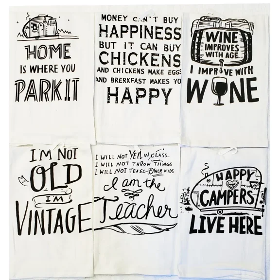 CartzEmpire 12-Pack Printed Flour Sack100% Cotton Kitchen Towels