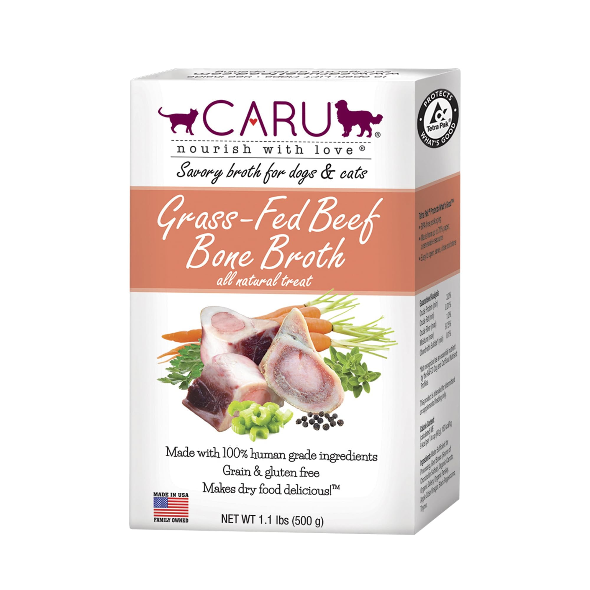 Caru GrassFed Beef YPF5 Bone Broth for Dogs and Cats, Moistens Dry