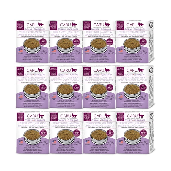 Caru - Real Turkey with Lamb for Dogs, Natural Adult Wet Dog Food with Added Vitamins and Minerals, Free from Grain, Wheat and Gluten (12.5 Ounce, Pack of 12)