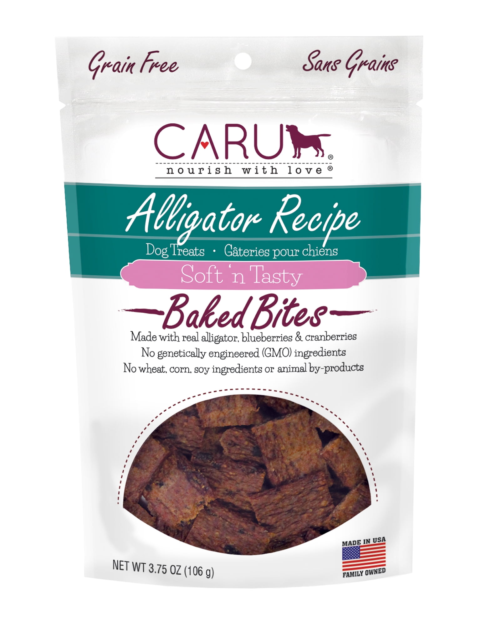 Caru Soft n Tasty Alligator Recipe Baked Bites Dog Treats 3.75