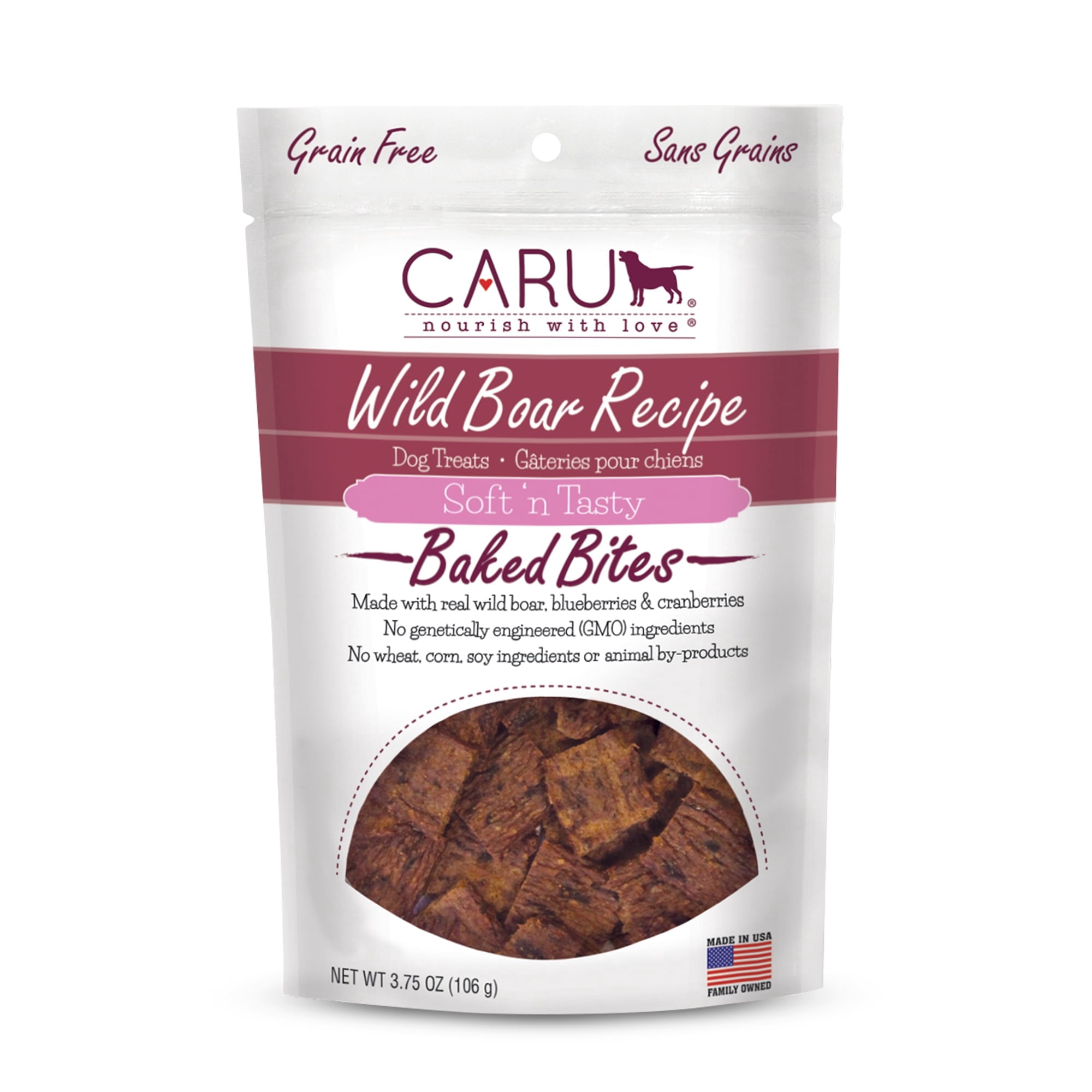 Caru Soft 'n Tasty Wild Boar Recipe Baked Bites Dog Treats, 3.75 Oz.