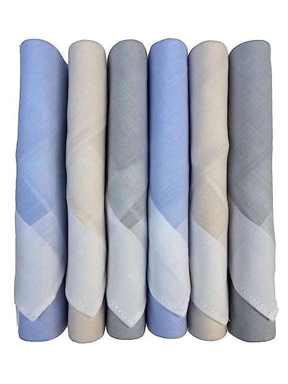 Men's Italia Formal Handkerchiefs, 100% Pure Cotton, Assorted Light Colors, 18 x 18 in, Pack of 6