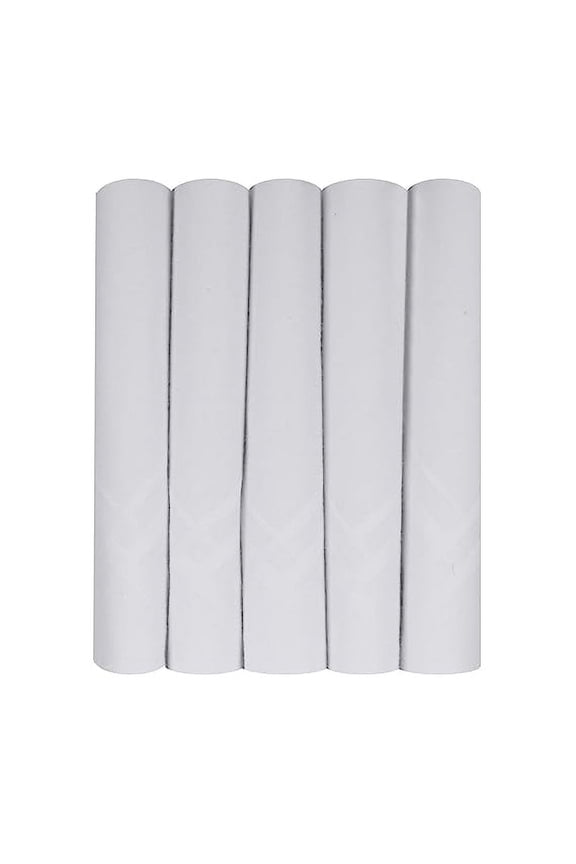 Men's Handkerchiefs, 100% Pure Cotton, White Self Border, 18 x 18 in, Pack of 5