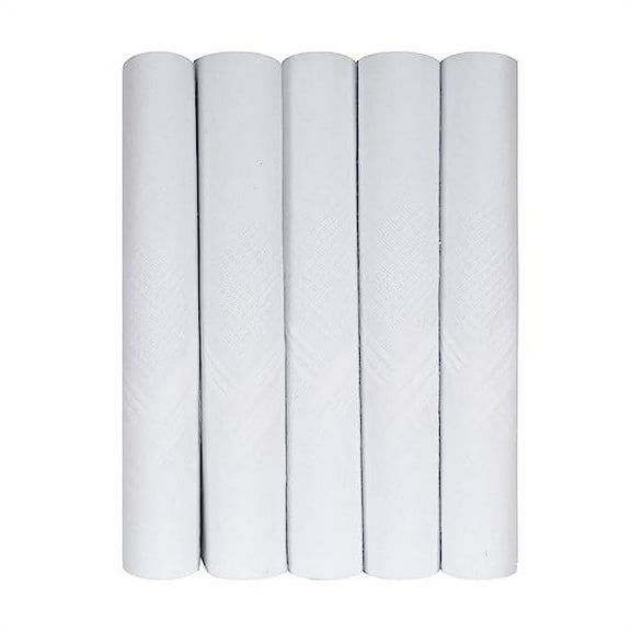 Caruso Italy Men's Premium 100% Pure Cotton Handkerchief White Self Border - Pack of 5