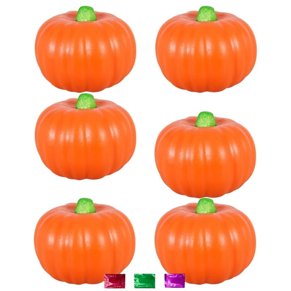 Carvable Orange Foam Pumpkins Pack of 6, Easy-to-Carve Craft Pumpkins for Halloween Fall Thanksgiving Harvest Farmhouse Decor 5.5x4.5 In with Noelle's Delight