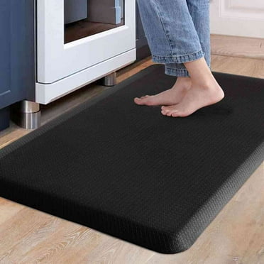 Carvapet Anti-Fatigue Floor Mat Cushioned Kitchen Comfort Mat, Waterproof Non-Slip Standing Desk Foam Mats and Rugs, Black, 17.3"x28"