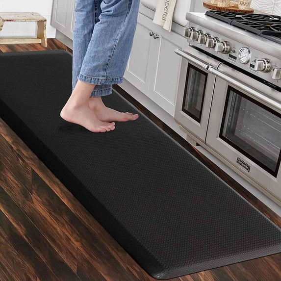 Carvapet Anti-Fatigue Floor Mat Cushioned Kitchen Comfort Mat, Waterproof Non-Slip Standing Desk Foam Mats and Rugs, Black, 17.3"x60"