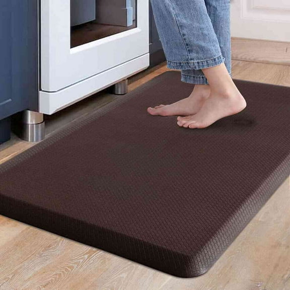 Carvapet Anti-Fatigue Floor Mat Cushioned Kitchen Comfort Mat, Waterproof Non-Slip Standing Desk Foam Mats and Rugs, Brown, 17.3"x28"