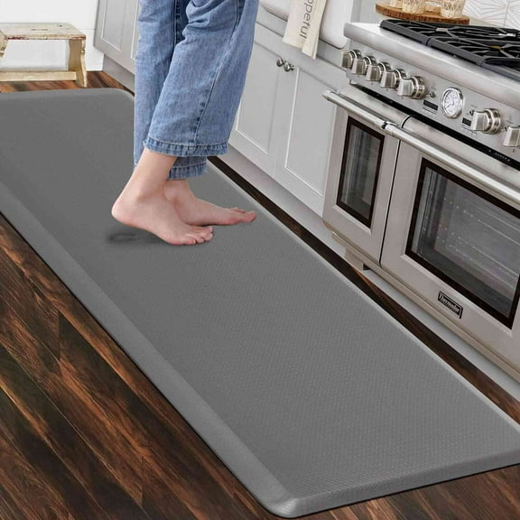Carvapet Anti-Fatigue Floor Mat Cushioned Kitchen Comfort Mat, Waterproof Non-Slip Standing Desk Foam Mats and Rugs, Grey, 17.3"x60"