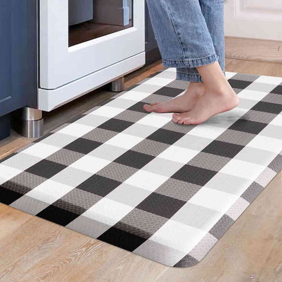 Carvapet Anti-Fatigue Floor Mat Cushioned Kitchen Comfort Mat, Waterproof Non-Slip Standing Desk Foam Mats and Rugs, White and Black, 17.3"x28"